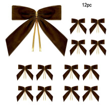 12-Pc Burgundy Velvet Christmas Bows (3.5"), Easy-Attach Decor for Tree, Garland, Gifts – Compatible with Holiday & New Year Use