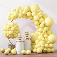TETOU 129Pcs Pastel Yellow Balloon Kit (18/12/10/5") for Birthday, Graduation, Baby Shower, Wedding – Compatible with Pastel Themes