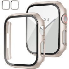 XiHAMA 2er-Pack Schutzhülle + Displayschutzfolie aus gehärtetem Glas, kompatibel mit Apple Watch Series 9/8/7 (41 mm), schlanke, ultradünne