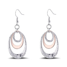 Women's Silver and Gold Triple Oval Bohemian Drop Earrings