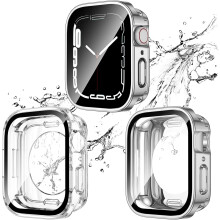 XiHAMA 2-Pack 2-in-1 Waterproof Case Compatible with Apple Watch SE, SE 6/5/4 – PC Bumper + Tempered Glass, 360 Protection