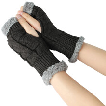 Women's Knitted Wool Fingerless Gloves for Cold Weather – Gray, compatible with outdoor work & daily use
