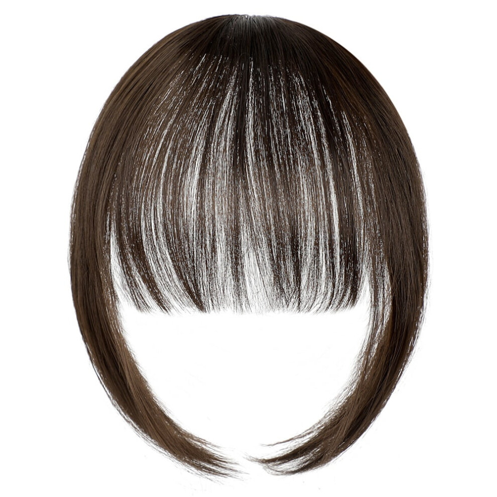 Clip-in Bangs Dark Brown Real Human Hair Wispy Fringe