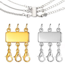 2PCS Magnetic Necklace Clasps (Gold/Silver), Jewelry Separators for Layering Necklaces, Compatible with Stackable Chains