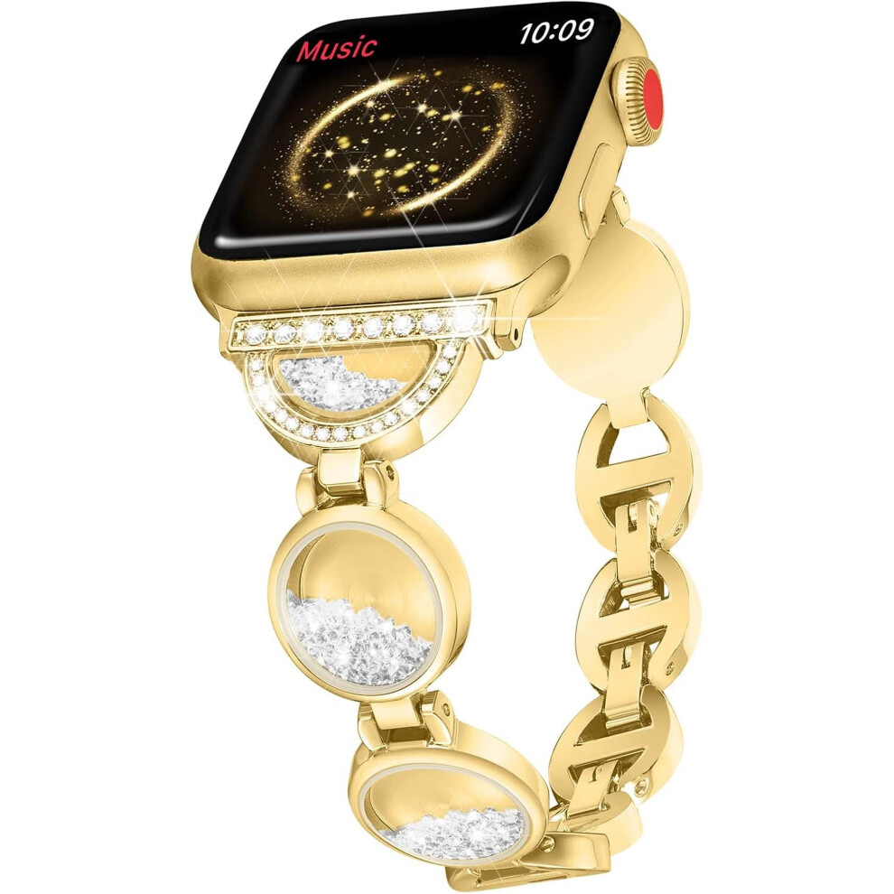 Compatible With Apple Watch 42Mm/44Mm/45Mm: Ambilight WomenâS Adjustable Bling Diamond Sand Circle Metal Band For Series 7, 6, 5, 4, 3, 2, 1 & Se 9028731079509