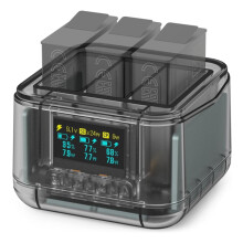 24-W-2-in-1-Smart-Akkuladegerät für GoPro Hero13, OLED-Bildschirm und 3-Kanal-Ladehub, kompatibel mit GoPro Hero13