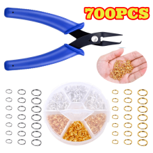 700pcs Split Rings Double Loop 6 -10 mm, with Pliers for Necklaces, Bracelets and Jewelry Making, Gold and Silver