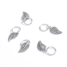 5/10Pcs Punk Women Hip-Hop Braid Hand Cross Shell Leaf Ring Hair Clips Accessory Silver Leaf 5 Pcs