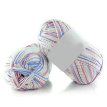 1Pc 50g Per Skein Soft Bamboo Crochet Cotton Knitting Baby Knit Wool Yarn #30 White&pink&blue
