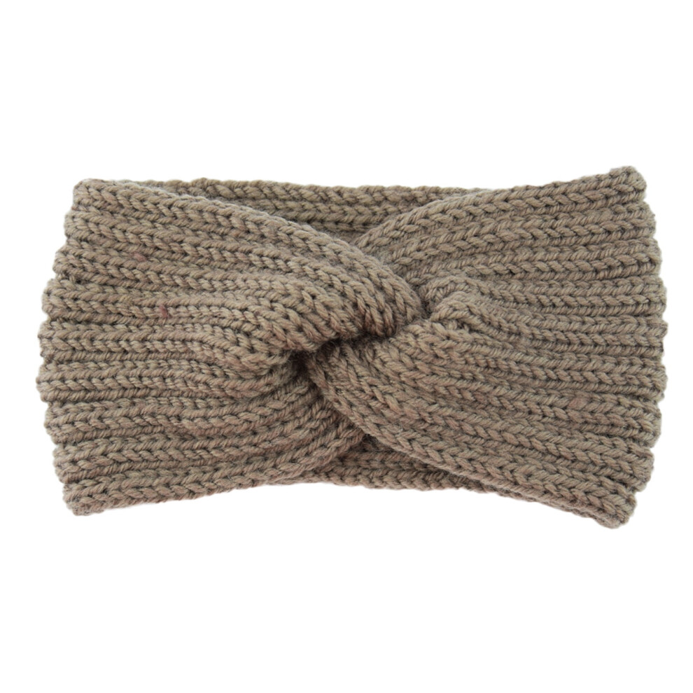 Soft Stretch Ear Warmer Headband Women Winter Cable Knit Headbands Hairbands Khaki (One Size)