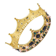 Gold Crowns for Men - Baroque Vintage Rhinestone, Men'S Full Crown for Theater Prom