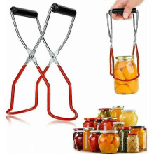 Jar Tongs, Anti-Scald Clip, Jar Tongs, Stainless Steel Canning Jar Lifter Tongs with Handle Grip for Hot Canning Jars and Canning Jars (Red)