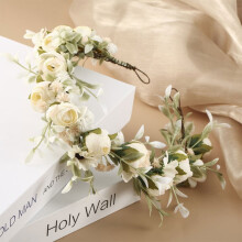 Flower Headband,Handmade Adjustable Flower Wreath Headband Halo Floral Crown Garland Headpiece Wedding Festival Party
