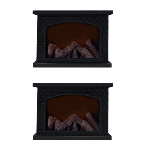 Electric Fireplace Lantern with LED Flame Effect 2 Pack