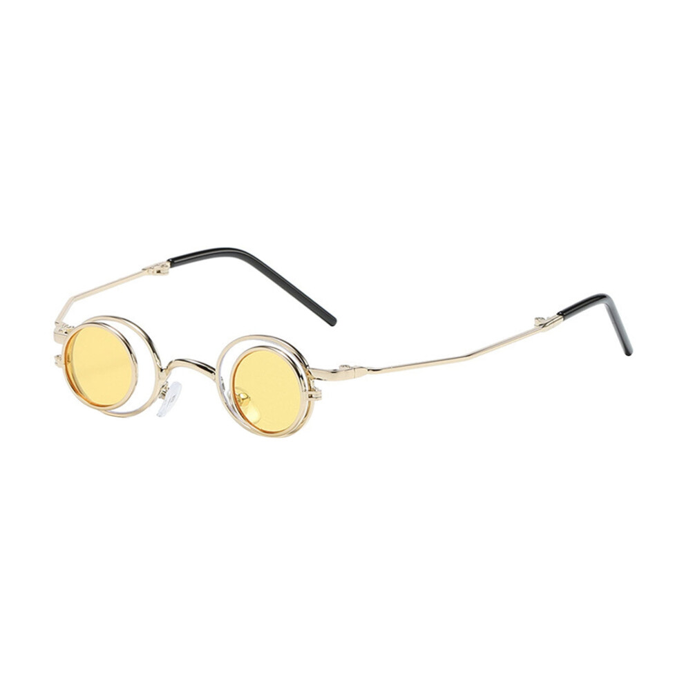 Yellow Xinwanna Round Flip Up Sunglasses Small Circle Polarized Glasses For Men Women Retro Punk Uv400 Sun Glasses For Rave Party (Yellow)