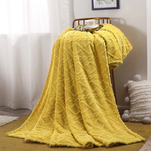 Polyester Blanket 150x100cm Soft Warm Throw Yellow 1 Piece