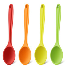4pcs Small Silicone Spoons Nonstick Kitchen Spoon Silicone Serving Spoon for eating Stirring