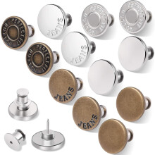 12 metalen knopen voor het naaien van jeans, 17 mm, zonder naaien, verwijderbaar.