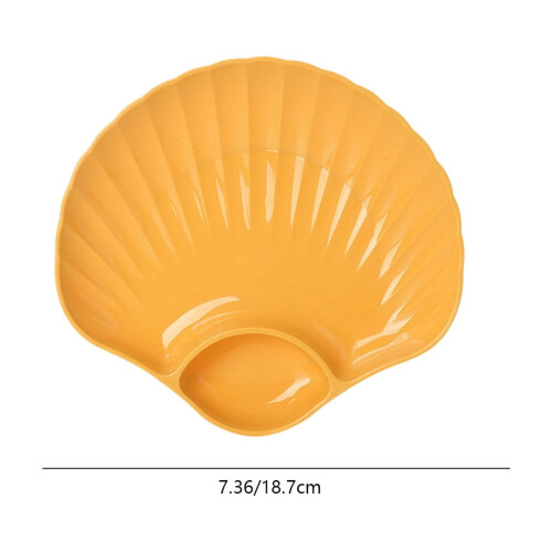 Shell-Shaped Plastic Dinner Plate – 19x18cm, Yellow, 1pc