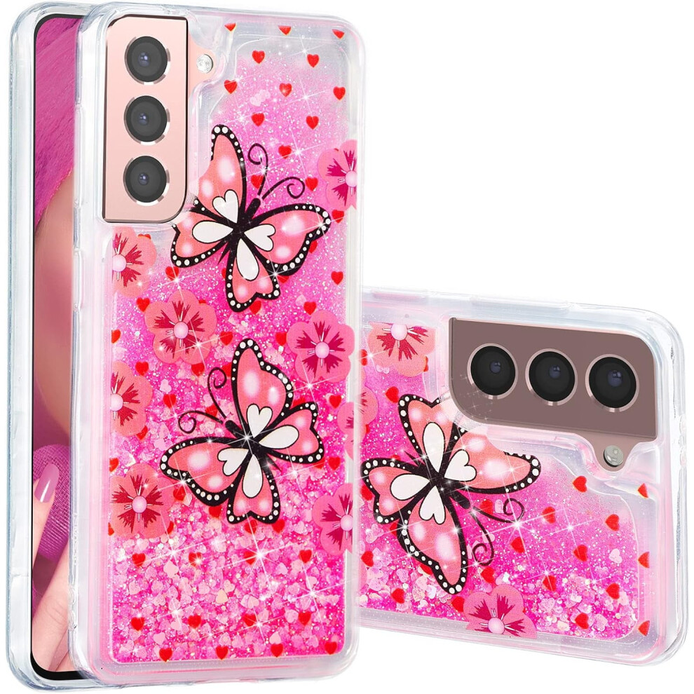 Cute Glitter Liquid Quicksand Tpu Case For Samsung Galaxy S23 Â Sparkle Butterfly Design, Compatible With Galaxy S23 Pink 9479868433496