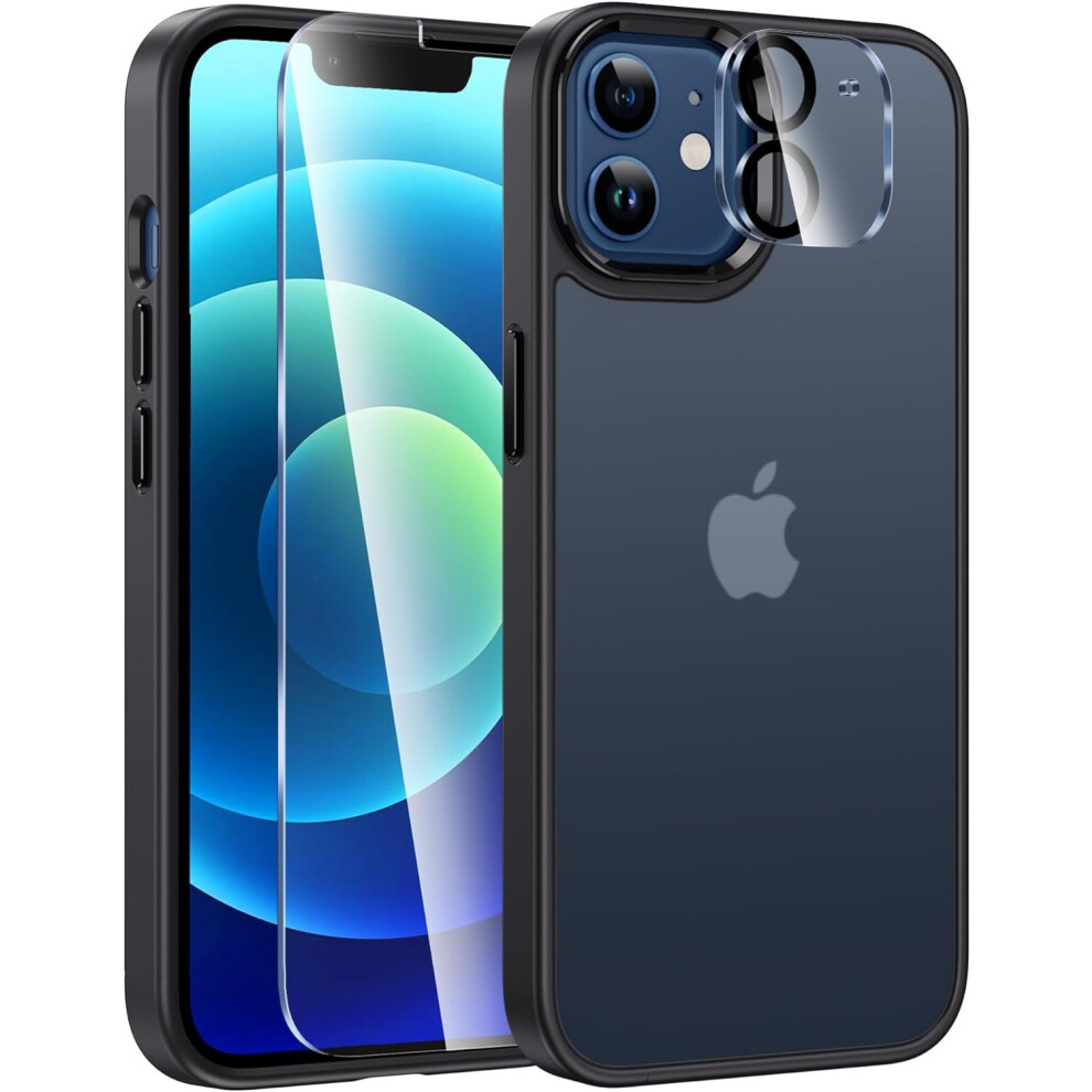 Matte Textured Military-Grade Drop Protection Case For Iphone 12 (6.1") – Slim, Rugged, Shockproof, Translucent Bumper 9479868433649