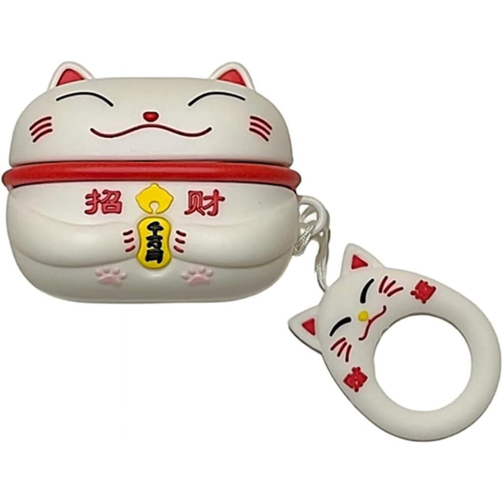 Compatible With Samsung Galaxy Buds Fe (2023)/Buds 2 Pro/Live/Pro/2 Â Cute Lucky Cat Silicone Earphone Case With Hook (White) White 9479868434042