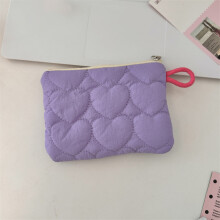 Quilted Coin Purse with Zipper Closure Portable Organizational Storage Bag for Makeup Travel Essentials