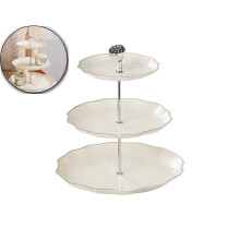 3-Tier Cupcake Stand Tower, Serving Tray with Trim, Dessert Display Stand, Beautiful Gift for Tea Party & Home Decor