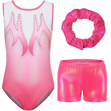 Body da ginnastica per bambine, body da ballo senza maniche scintillanti con pantaloncini, completo da balletto e ginnastica acrobatica per bambine