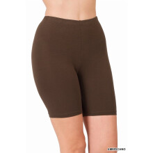 Dame & Plus (S-3X) Essential Basic Bomuld Spandex Stretch Leggings Under Knæene, 15" Længde
