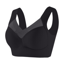 Full Bust No Underwire Bra, Seamless Design with Side Support Panels, Perfect for Large Cup Sizes & Smooth Look Black 48