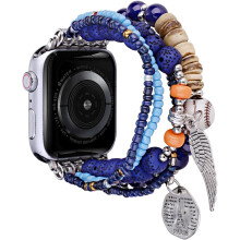 Pasek XiHAMA z koralikami do zegarka iWatch, elastyczny, 38/40/41/42 mm (seria 10)/22 mm z zawieszką w kształcie paryża, kompatybilny z zegarkami