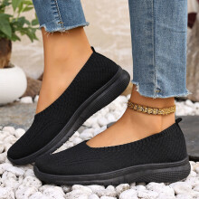 Damesko med blød sål, åndbare slip-on loafers med polstret indersål, komfortable til indendørs brug, kørsel og let arbejde, sort41