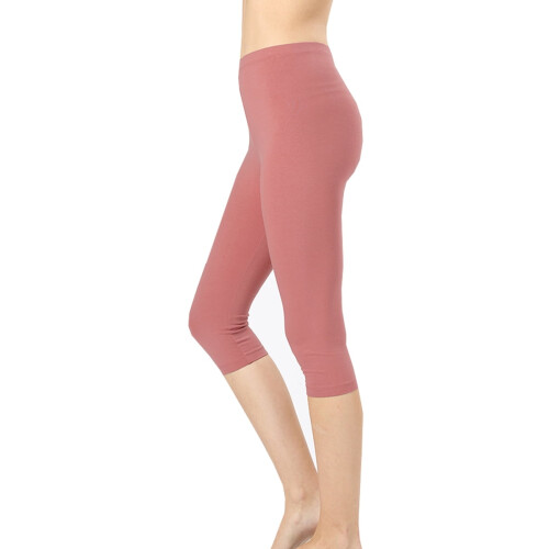 Plus Size Essential Basic Bomuld Spandex Stretch Leggings Under Knæene 15" Længde