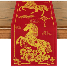 Artoid Mode Chinese Zodiac Horse 2026 Table Runner, Spring Festival Kitchen Dining Decoration, 13x72 Inch, compatible with Lunar New Year