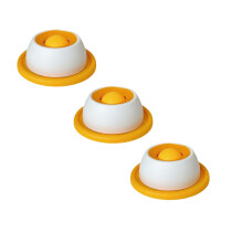 Yellow3PC Slow Feeder slikkekulesett for hunder og katter, roterende godbitball, sklisikker base, angstlindring, mental stimulering – kompatibel