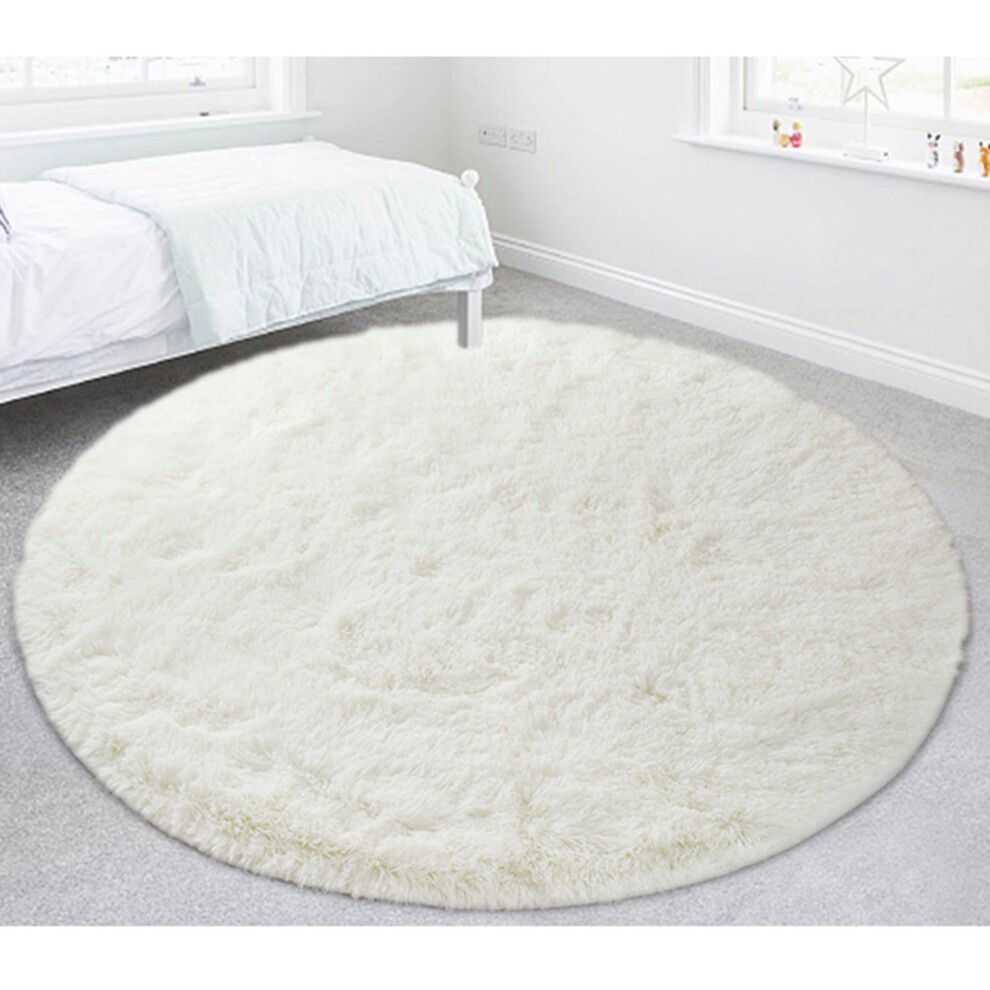 Plush Round Shag Rug – Fluffy Circle Area Rug for Kids & Teens Rooms, Furry Carpet Compatible with Home Decor