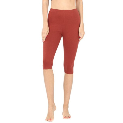 Plus Size Essential Basic Cotton Spandex Stretch Below Knee 15" Length Leggings