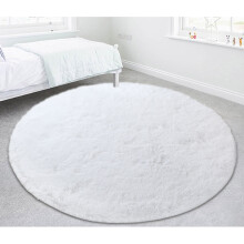 Plush Round Shag Rug – Fluffy Circle Area Rug for Kids & Teens Rooms, Furry Carpet Compatible with Home Decor