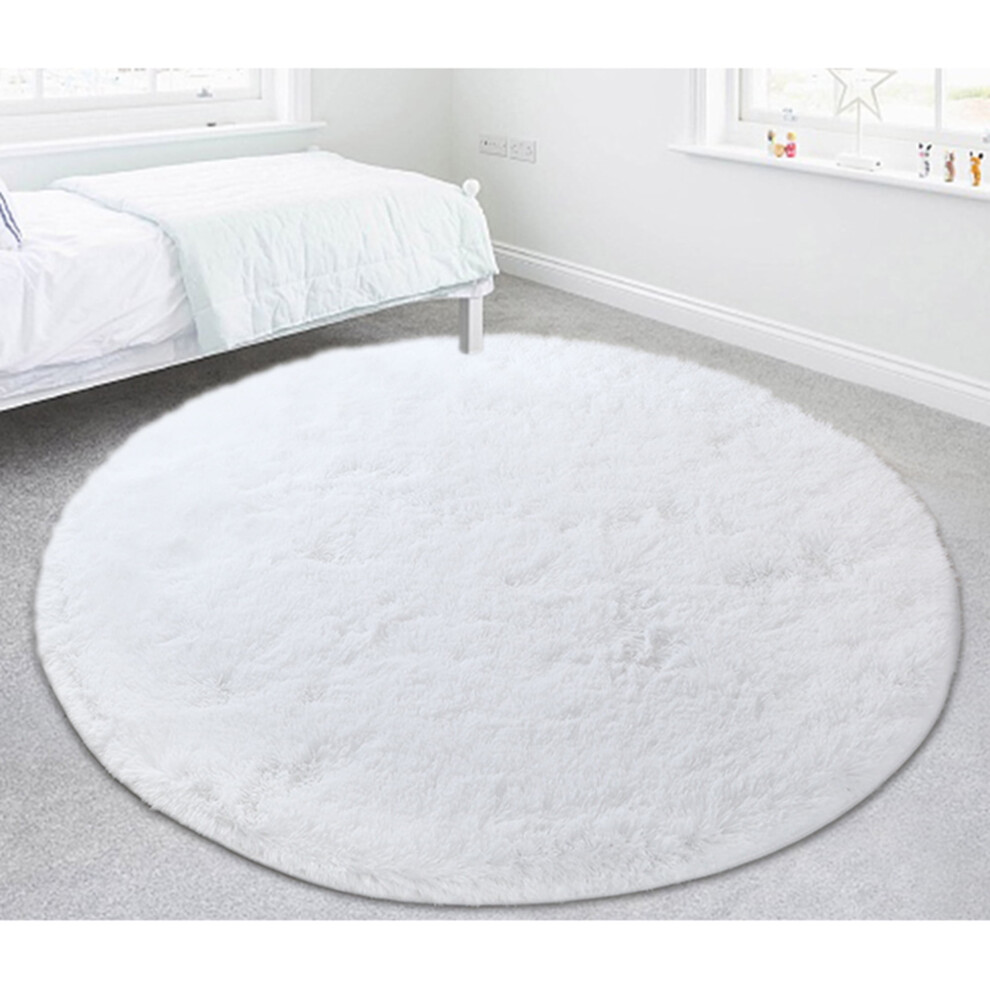 Plush Round Shag Rug – Fluffy Circle Area Rug for Kids & Teens Rooms, Furry Carpet Compatible with Home Decor