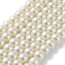 1 strand Pearlized Glass Pearl Round Beads Strands Creamy White 8mm hole: 1mm 100pcs/strand 32 inch