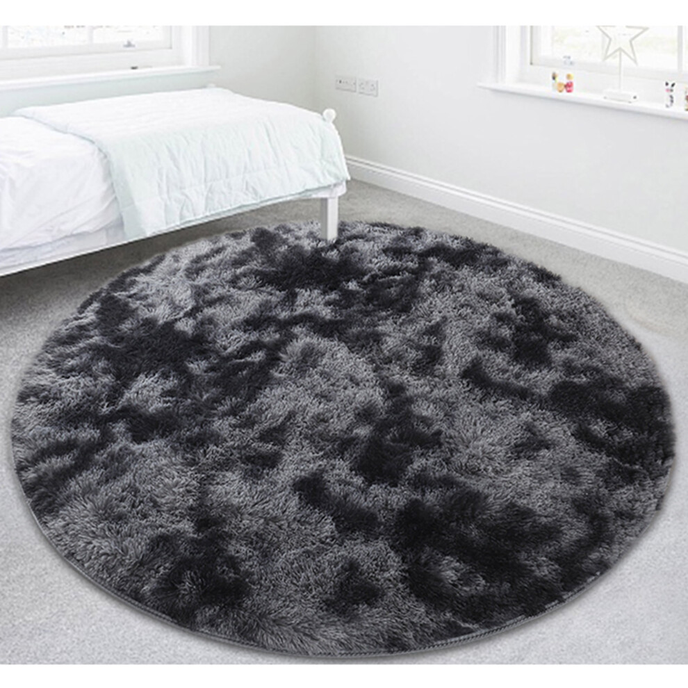 Plush Round Shag Rug – Fluffy Circle Area Rug for Kids & Teens Rooms, Furry Carpet Compatible with All Floors