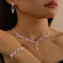 Bridal Elegant Crystal Necklace, Earrings, Bracelet Jewelry Set Simple And Trendy Claw Chain Jewelry Set Gift for Women