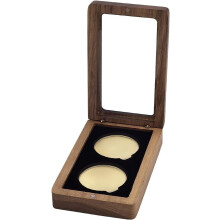 Boîte de présentation en bois pour pièces de monnaie avec fermeture magnétique – Double 40 mm