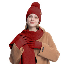 Knitted Hats Scarves And Gloves Set Of Three Women's Outdoor Warm Double Wool In Autumn And Winter.