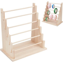 6-Tier Wooden Ribbons Organizer Rack, Burlywood, Compatible with Sewing, Crafting, Florist & Gift Wrapping