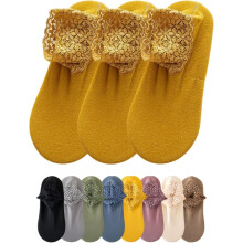 3/6 par stilfulde blonde termostrømper, varm og skridsikker fleece, velegnet til hjemmebrug, bløde og åndbare.