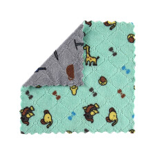 Thickened 2-Sided Coral Fleece Dishcloth in Cartoon Green & Gray – Kitchen Towel, Wash Cloth, Cleaning Rag – Compatible with All Surfaces