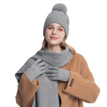 Women's Knitted Hat Scarf Glove Set Double Wool Warm