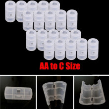 20PC Box Batteries Adapter Switcher Adaptor Case Battery Converter AA to C Size